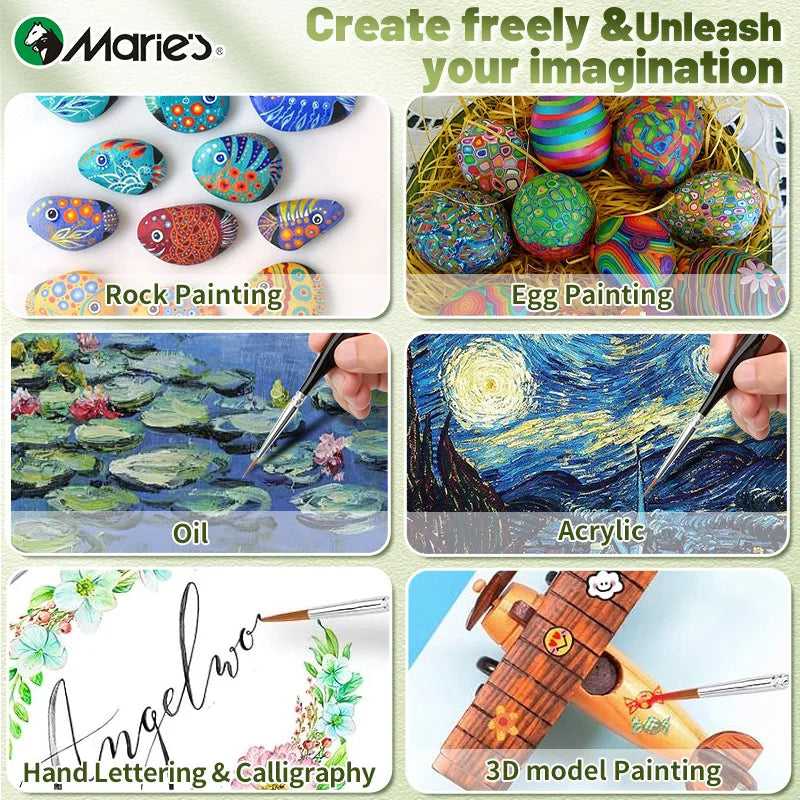 Marie's 00000 Fine Tip Paint Brush Set for Acrylic, Models, Mini  Miniature Detail , Nylon Hair Thin Extra Fine Paintbrushes