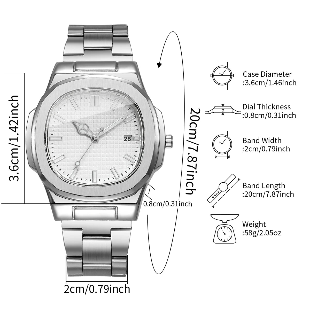 Luxury Square Men Business Watches Simple Calendar Quartz Watch for Mens Clock（Without Box）
