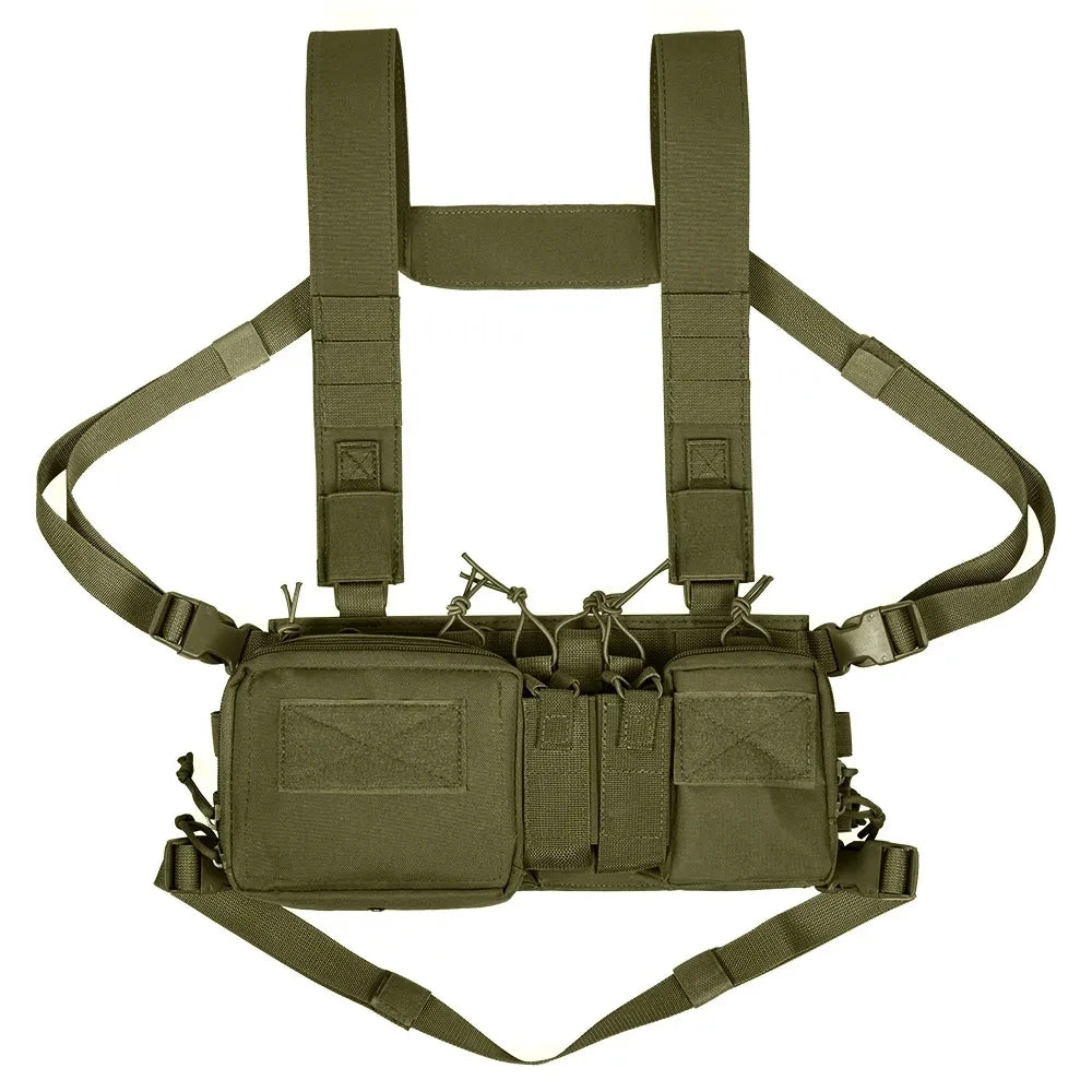 Tactical Chest Vest Rig Bag Field Training Vest Multifunctional Camouflage Strap with Multi-Pocket Outdoor Camping CS Match Pack