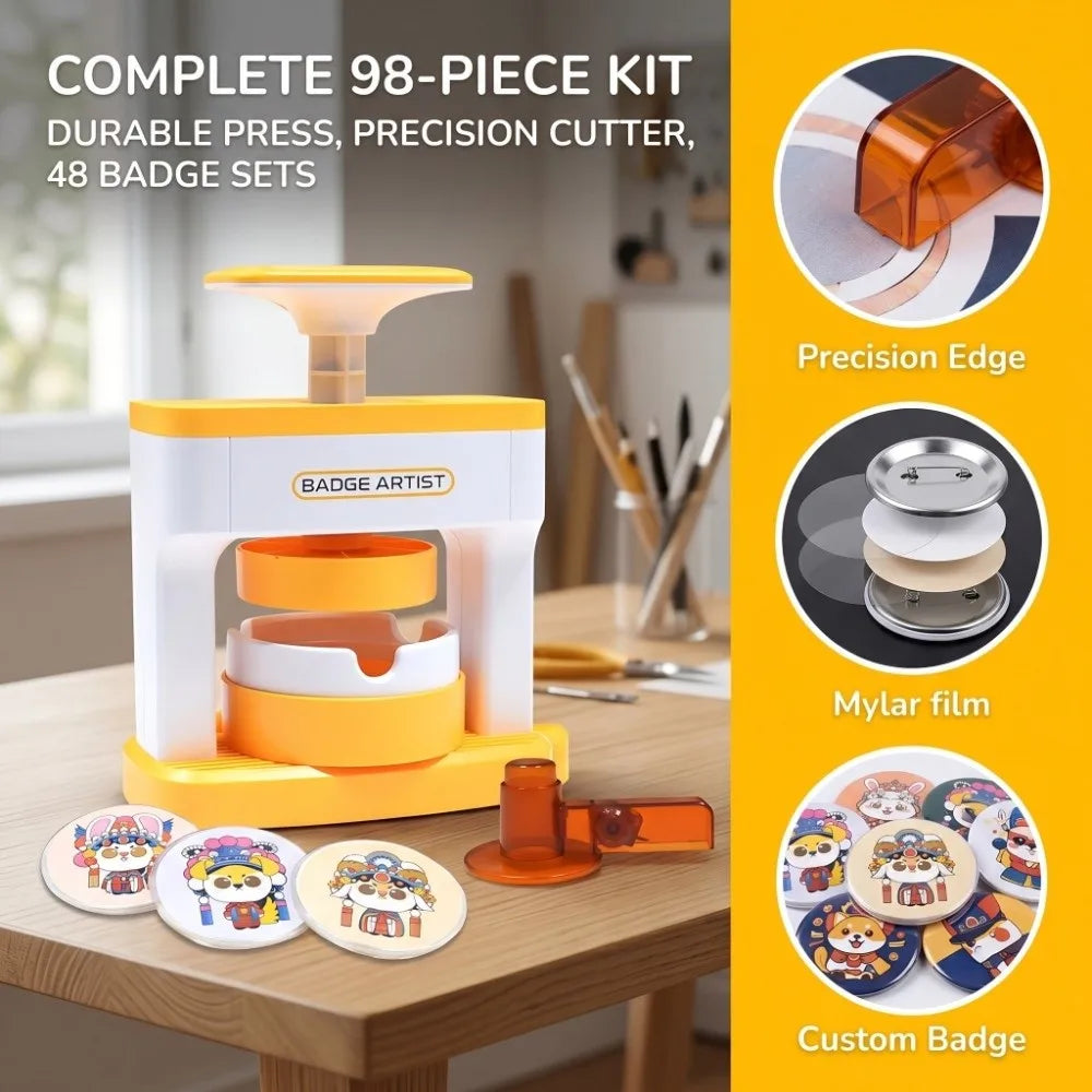 98Pcs Durable 55mm Badge Machine No Assembly Complete Button Maker Portable Craft Machine Pin Making