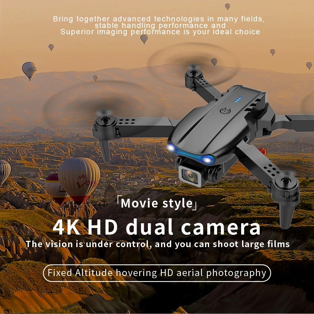 New E99Pro RC Drone 4K Professinal With Wide Angle Dual HD Camera Foldable RC Helicopter 5G WIFI FPV Height Hold Apron Sell