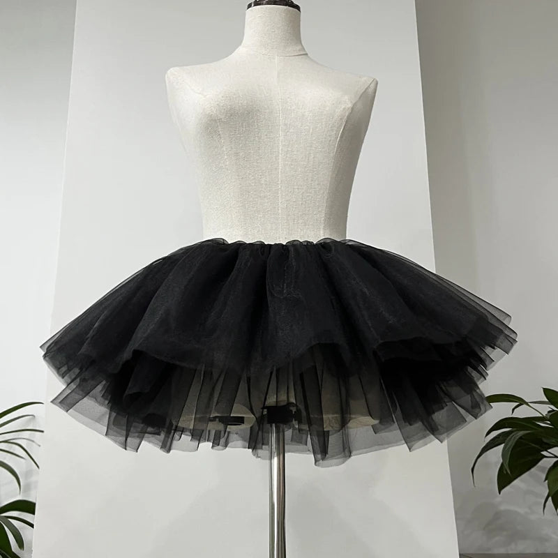 White Black Puffy Tulle Lolita Underskirt Women Cosplay Ballgown Kids Bridal Boneless Petticoats Tutu Dress