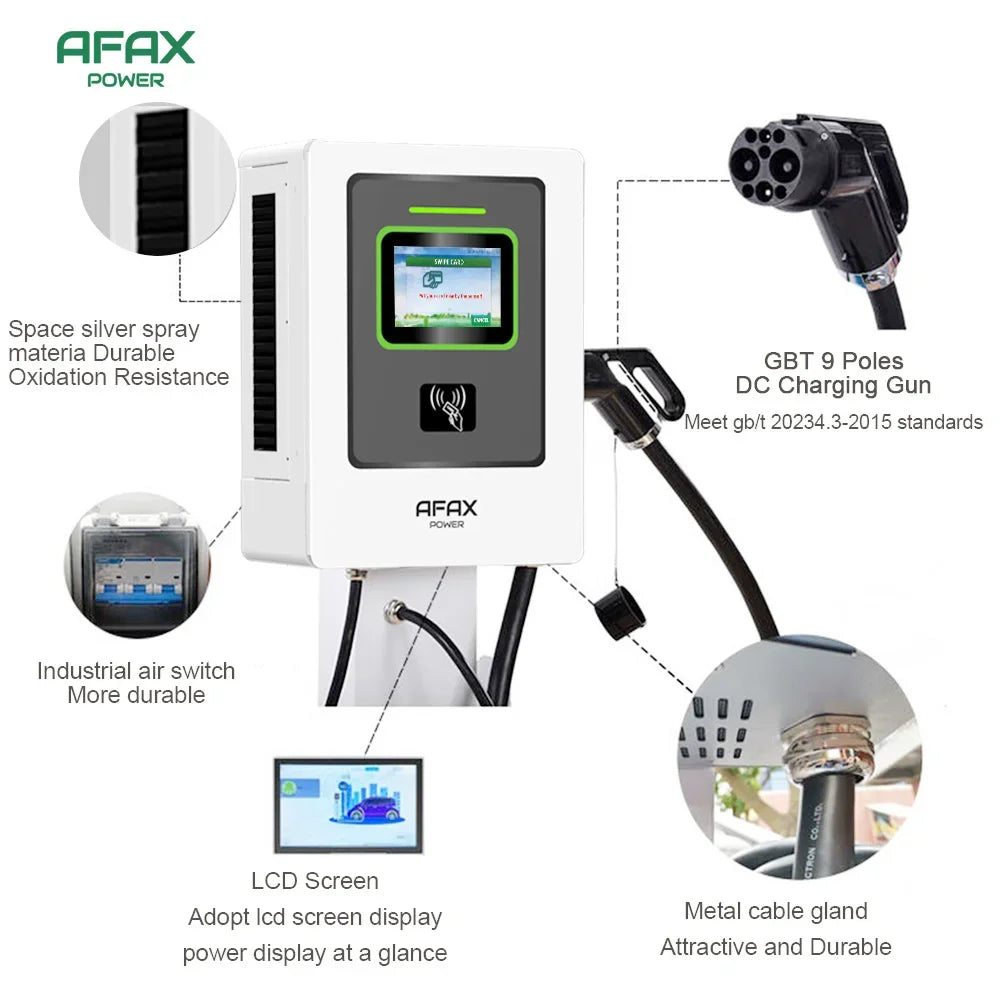 AFAX POWER CCS2 3phase 40KW EV Wall-mounted charging Station With LCD Touch Screen Display