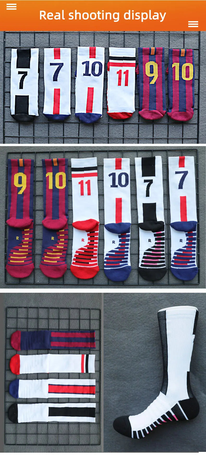 High Qality Number 30 7 Football Socks Adult Men Non-Slip Soccer Sports Outdoor Jog Running Cycling Fast-drying Breathable Sock