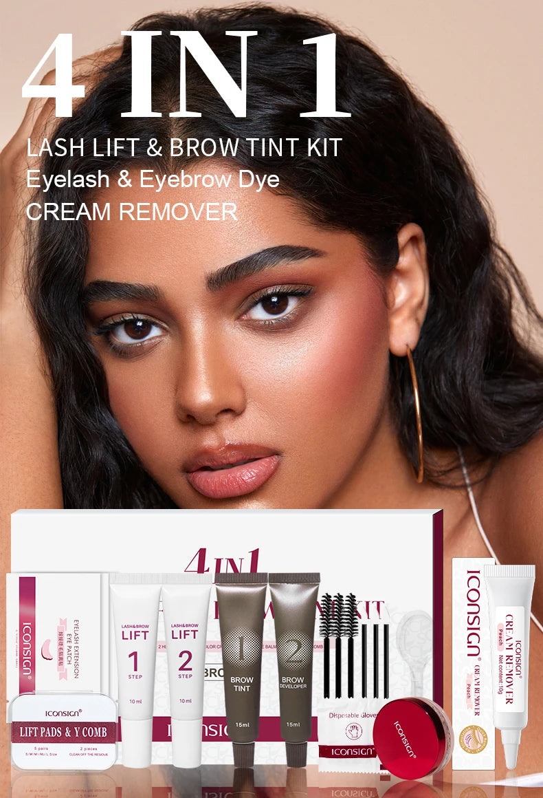 Lash Fast Lift And Tint Kit Pro Eyelash Perm Kit Lash Glue Remover Cream 3in1 Lashes Tint Brow Lashes Tint Eyebrow Dye Tint Kit