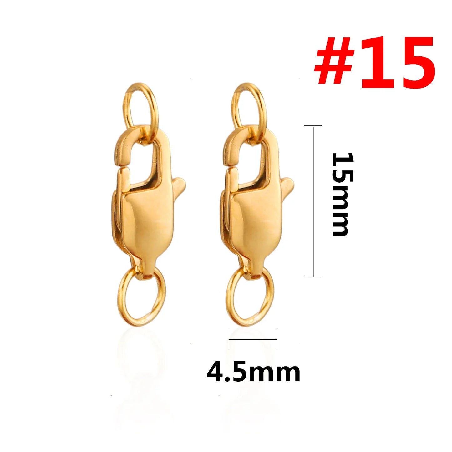 10pcs Gold Plated Stainless Steel Lobster Clasp with Jump Rings For Diy Chain Necklace Bracelet Jewelry Making Findings Suplies