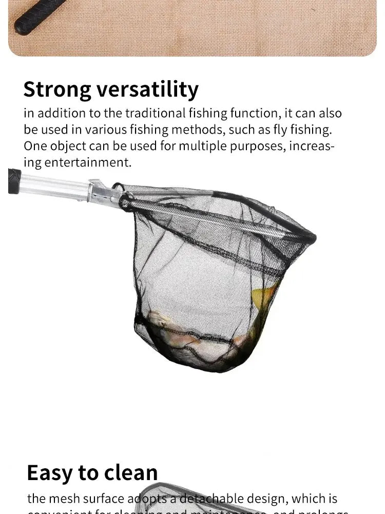 1pc Heavy Duty Folding Fishing Landing Net - 5.91FT/7.87FT Pole Handle For Kayak, Fly, Catfish, Bass, Crab & Trout!
