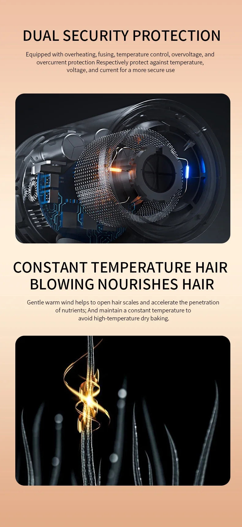 High-Speed Electric Turbine Hair Dryer Airflow Low Noise Constant Temperature And Quick Drying Suitable For Home Salons