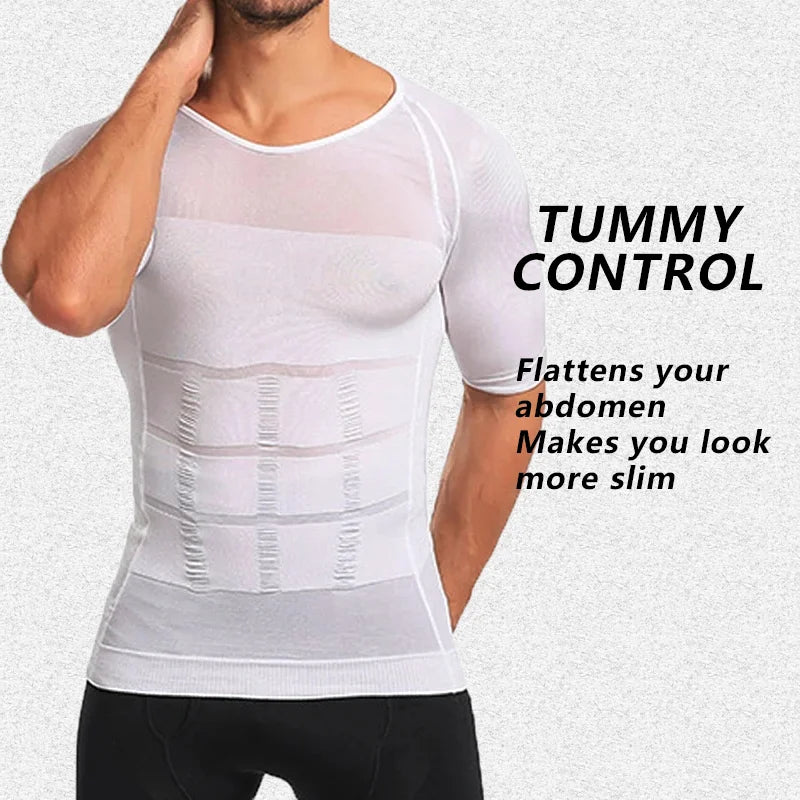 YBFDO Men Body Shaper Slimming Compression Shirts Waist Trainer Weight Loss Shapewear Abdomen Tight Fitting Undershirt Tops