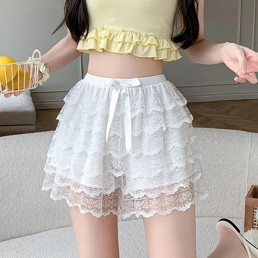 Women Shorts Mesh Lace Safety Pants Sweet Lolita Shorts Party Clubwear Princess Loose Shorts Y2k Shorts Soft Layered Petticoat