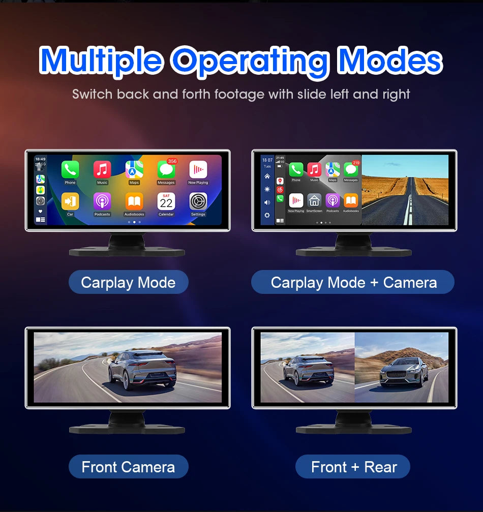 Vtopek 11.26'' Car DVR 4K Front Cam 1080P Rear Cam Touch Screen Wireless Carplay Android Auto Dual Recording Smart Car Player
