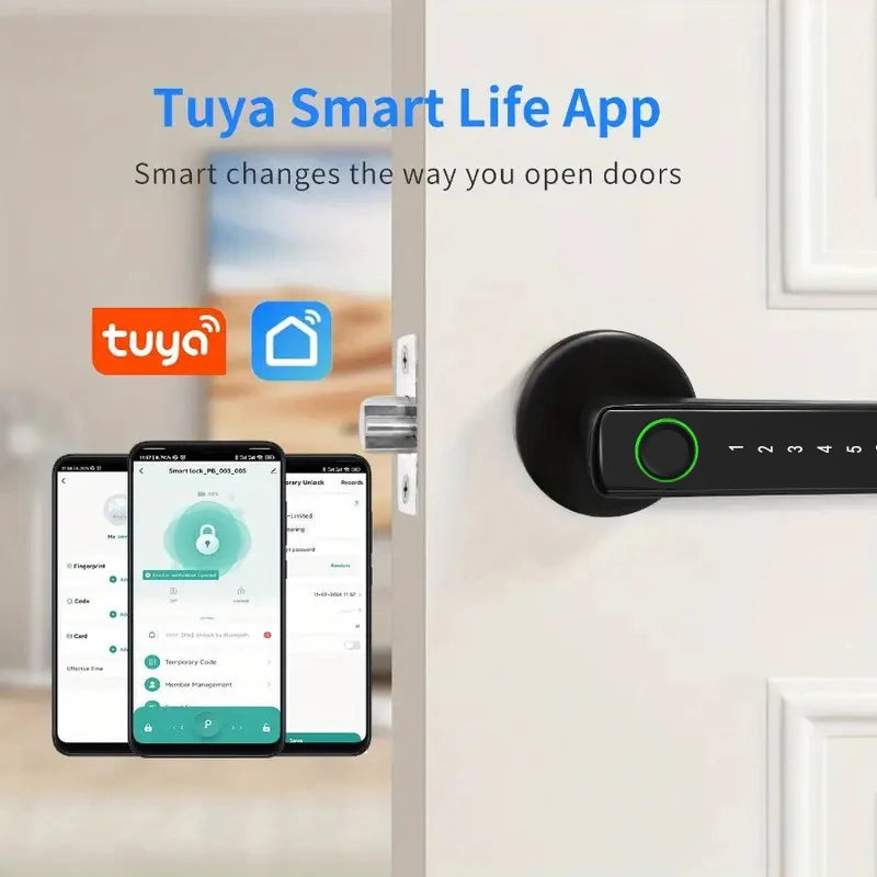 RYNX Tuya Smart Fingerprint Lock Financial level Electronic Indoor Lock Password/Key/Tuya APP/Bluetooth Unlock Bathroom Bedroom