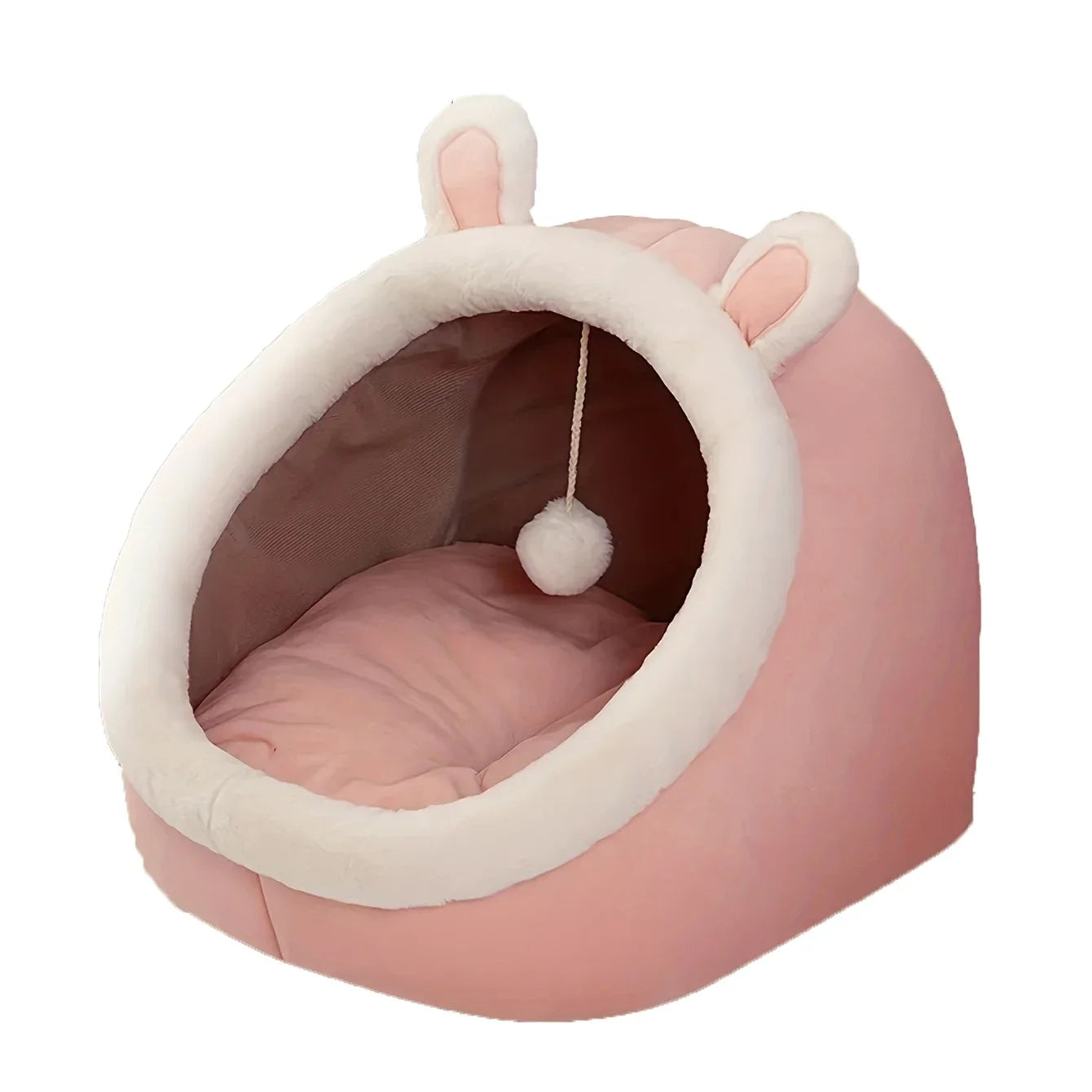 Puppy Cat Cave Bed with Washable Cushion Soft Warm Hideout Cute Pink Beds And Furniture Basket for Dog Pet Accessories