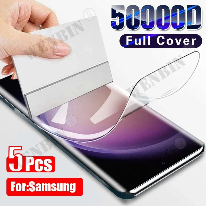 5Pcs Hydrogel Film For Samsung S26 S25 S24 S23 Ultra Plus S25 FE Full Cover Screen Protector For Samsung A56 A55 A36 A35 A26 A16