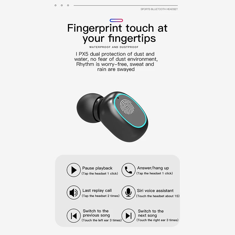 N21 TWS Mini Bluetooth Earphone Outdoor Sports Wireless Headset with Power Display Gaming Wireless Headphone Earbuds with Lights