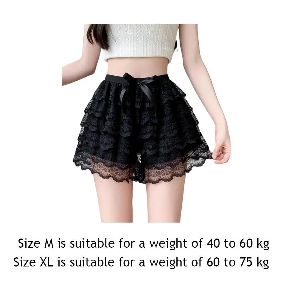 Women Shorts Mesh Lace Safety Pants Sweet Lolita Shorts Party Clubwear Princess Loose Shorts Y2k Shorts Soft Layered Petticoat