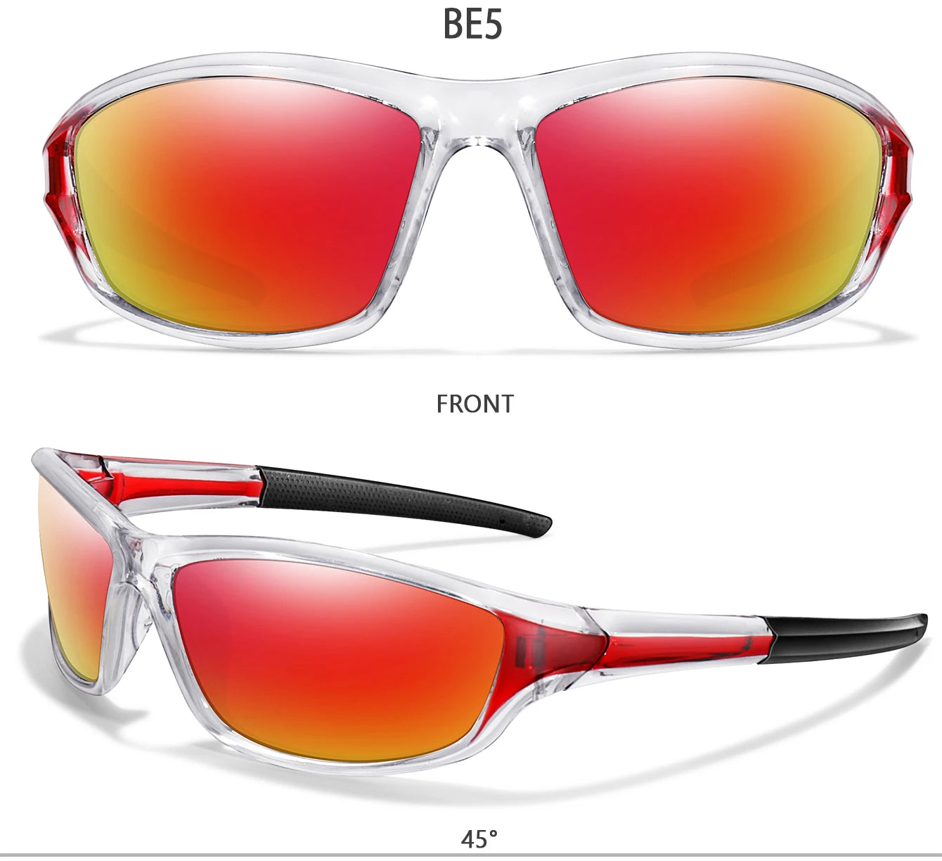 Men and Women Polarized Fishing Sunglasses Outdoor Sports Cycling Driving Hiking Eyewear Camping Travel Transparent Frame UV400