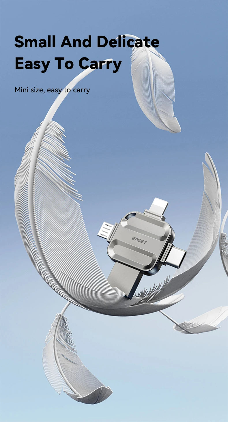 Eaget 4 in 1 Mini USB Flash Drive USB Type C Mirco B Lighting to USB 3.2 Pendrive USB Memories Stick for Phones PC Laptops