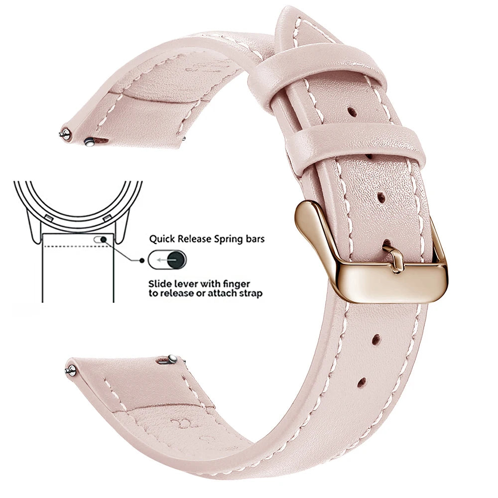 Top Grain Genuine Leather Watch Band, Quick Release 18mm/20mm/22mm Watch Straps, Fits Samsung Galaxy Watch, Garmin Huawei Watch