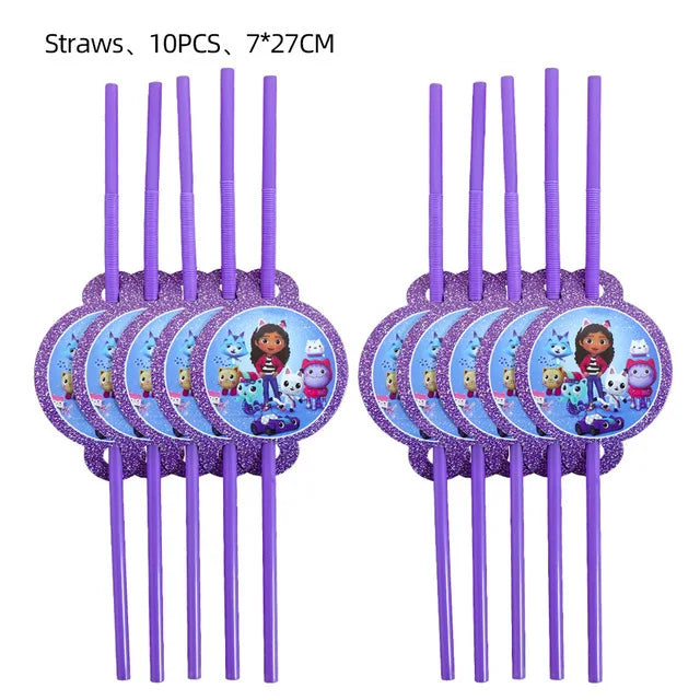 Disney Gabby's Dollhouse Birthday Party Gabby Balloon Cutlery Paper Plate Cups Paper Napkins Decorative Supplies