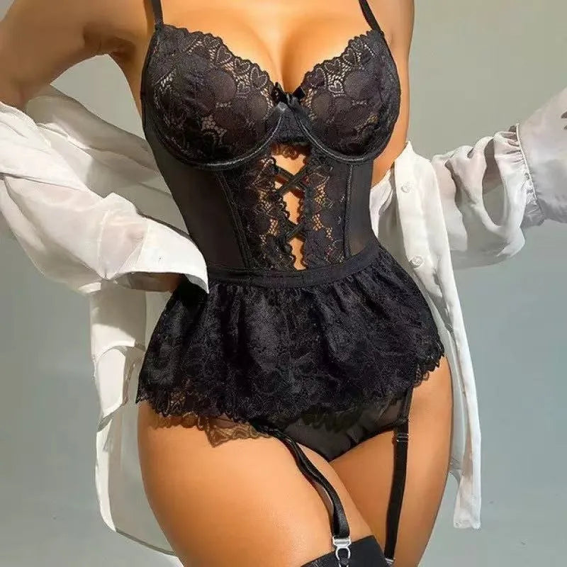 Sexy lingerie Bra And Panty Set Exotic Costumes Sensual Transparent Erotic Apparel Porn Goth Mesh Sex Outfit Top and Briefs