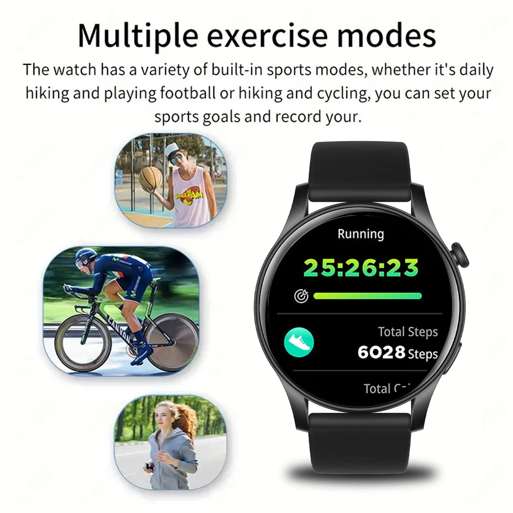 SENBONO 2024 AMOLED Men's Smart Watch 1.43 Inch Large Screen Sport Watch 24H Real-time Heart Rate Bluetooth Call Smartwatch Men