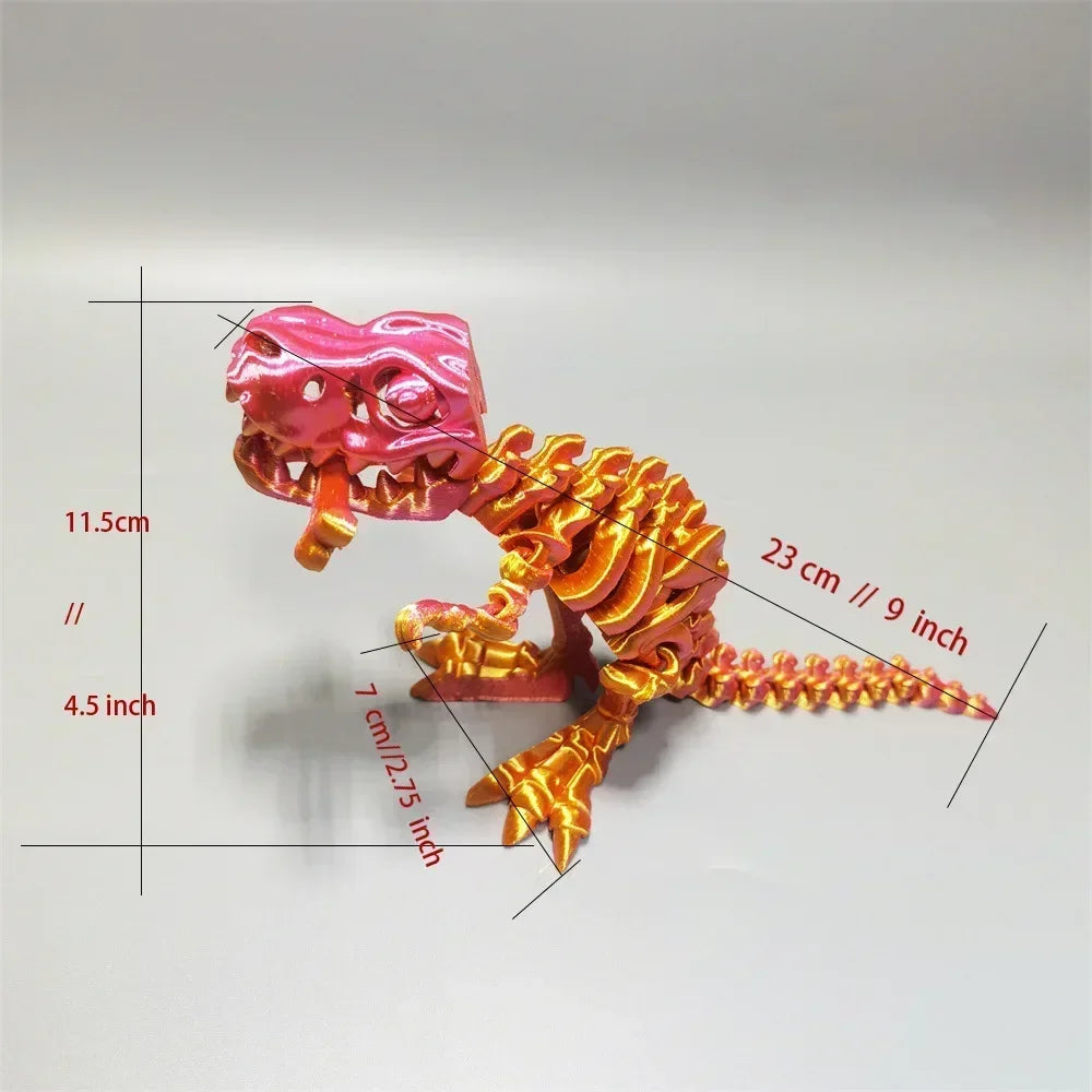 4Pcs Tyrannosaurus Rex Fossil Dragon 3D Printing Skull Dragon Movable Joint Decoration Toy Can Stand Big-mouth Dinosaur Model