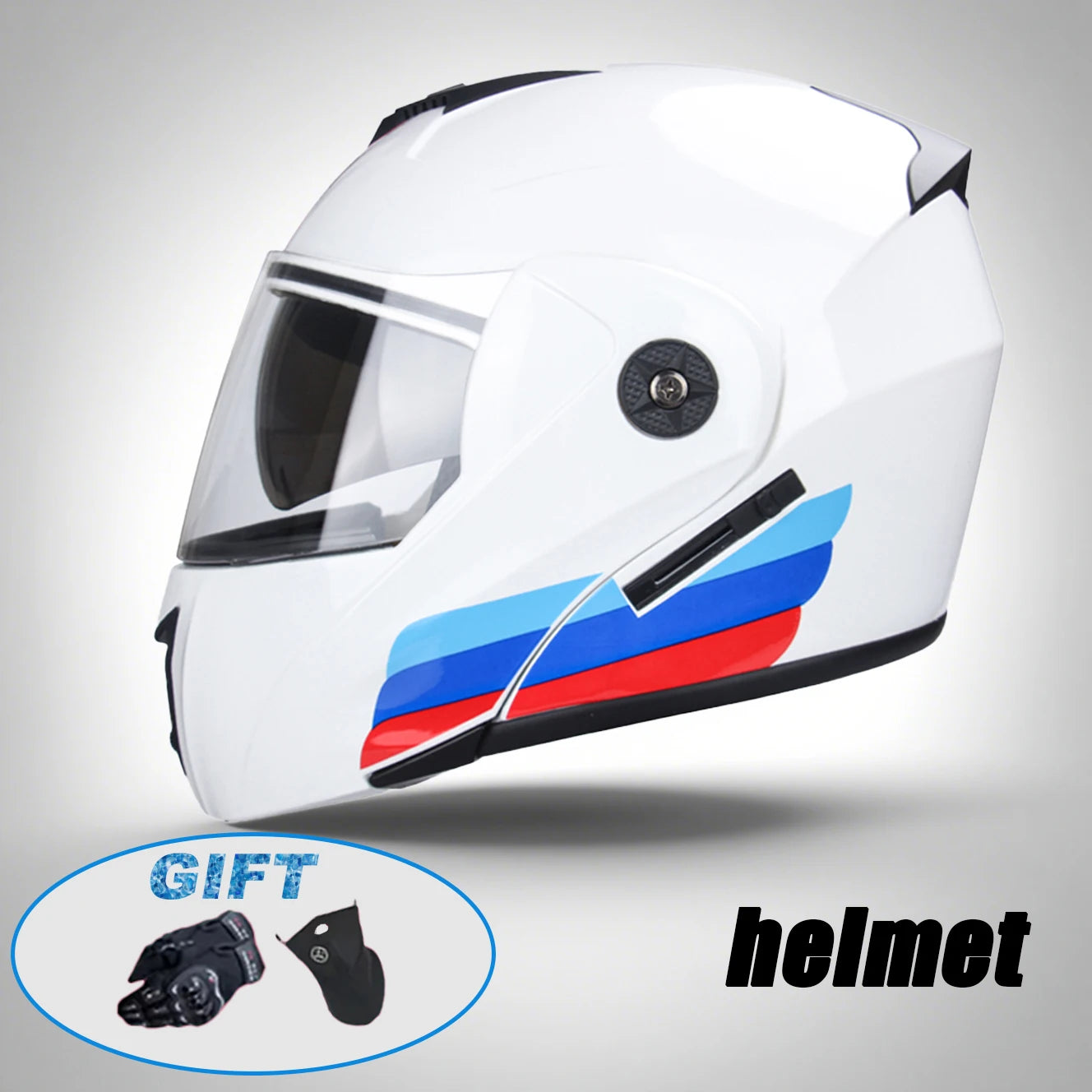New Modular Motorcycle helmet full face racing with Double sun visor Women man flip up helmet Double lens DOT