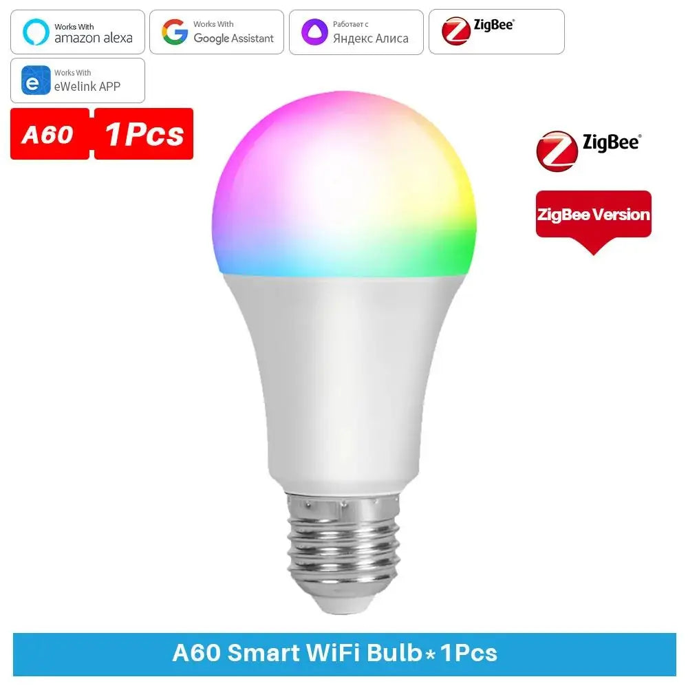 Wifi/Zigbee Smart LED Bulb E27 Ewelink Alexa Lamp RGB Light Bulbs APP/Voice Control Dimmable AC 100-240V For Google Home Alice