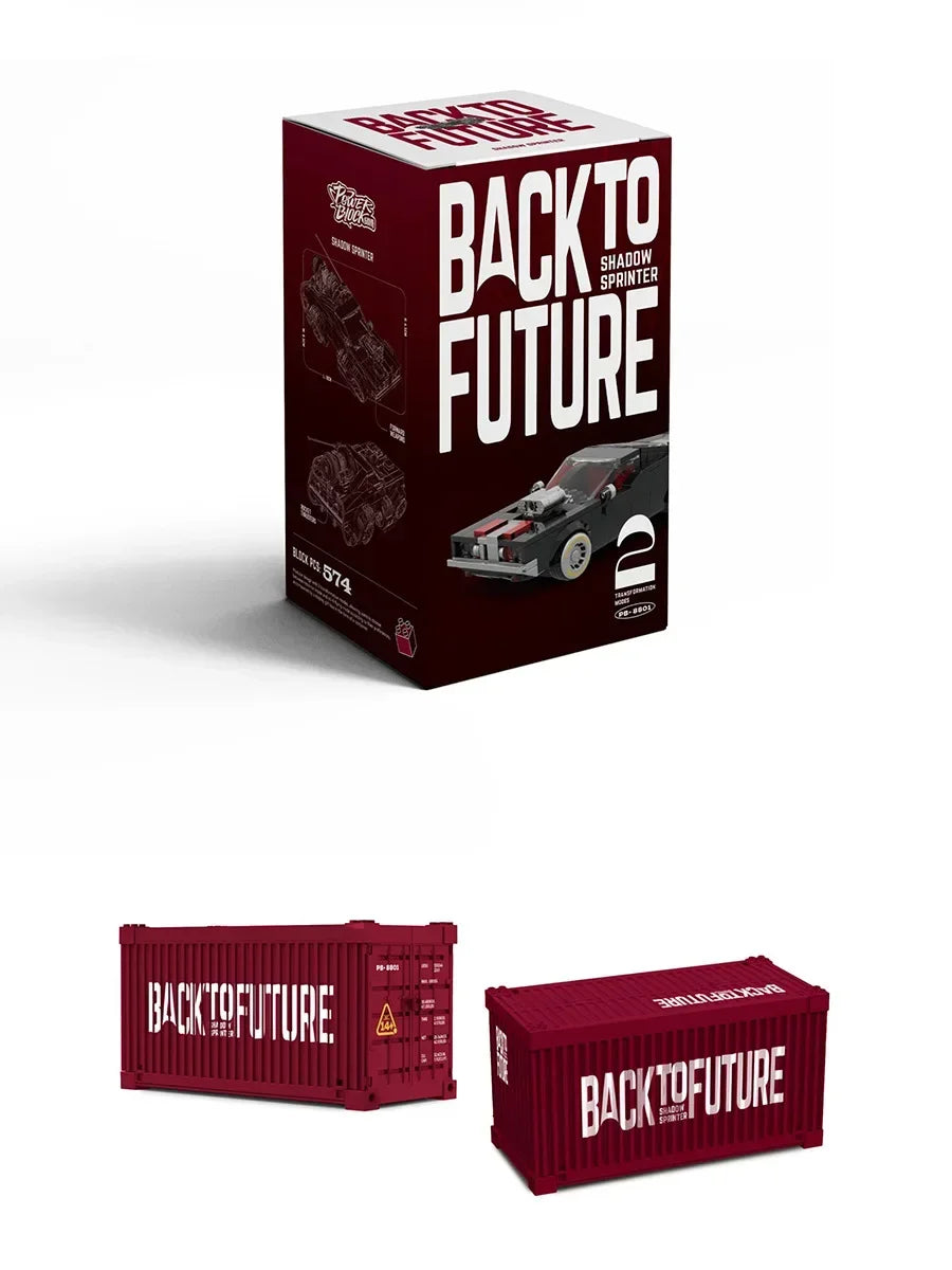 Container Sports Car Back To The Future Series 2 Change Puzzle Building Block Toy Tabletop Decoration Gift With Box