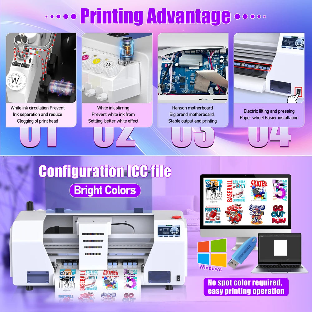 13" DTF Printer A3 Directly To Film XP600 impresora dtf A3 with DTF Powder Shaking Machine for clothes jeans A3 t shir printing