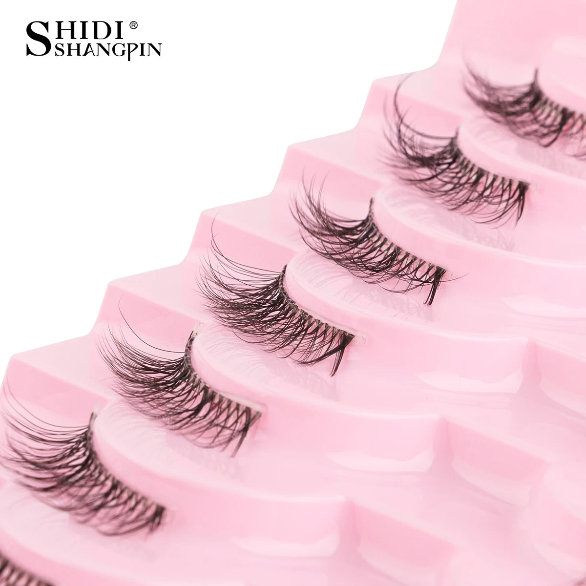 3/5/10Pairs Half False Lashes Natural Short 3D Cat Fake Mink Eyelashes Extension Winged Fluffy Wispy Faux Cils Clear Band Makeup