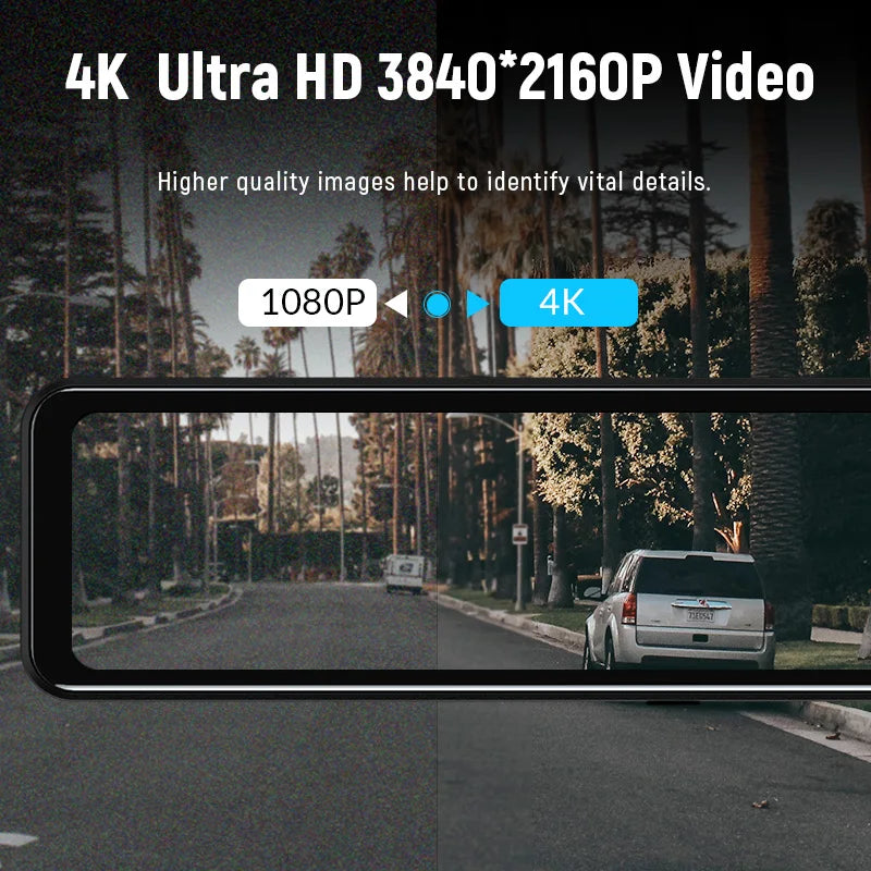 ACCEO 4K WIFI Dashcam 12Inch Car DVR RearView Mirror Recorder Dash Cam Support 1080P Sony Black Box Rear View Camera Acesssories
