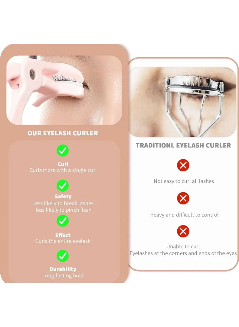 2 Style Eyelash Curler,Achieve Perfect Curls in 5 Seconds - Quick Natural Curling for Long Lasting  Makeup Tools Lash Curler