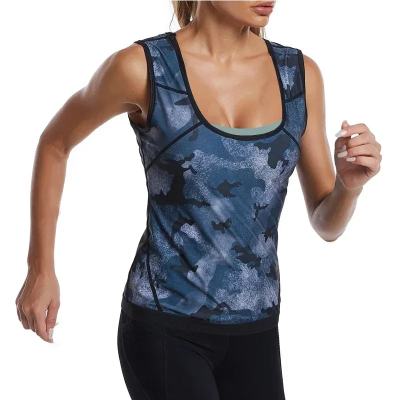 Women Camouflage Sauna Sweat Vest Body Shaper Slimming Fat Burner Tank Tops Weight Loss Workout Shapewear Gym Fitness Shirt