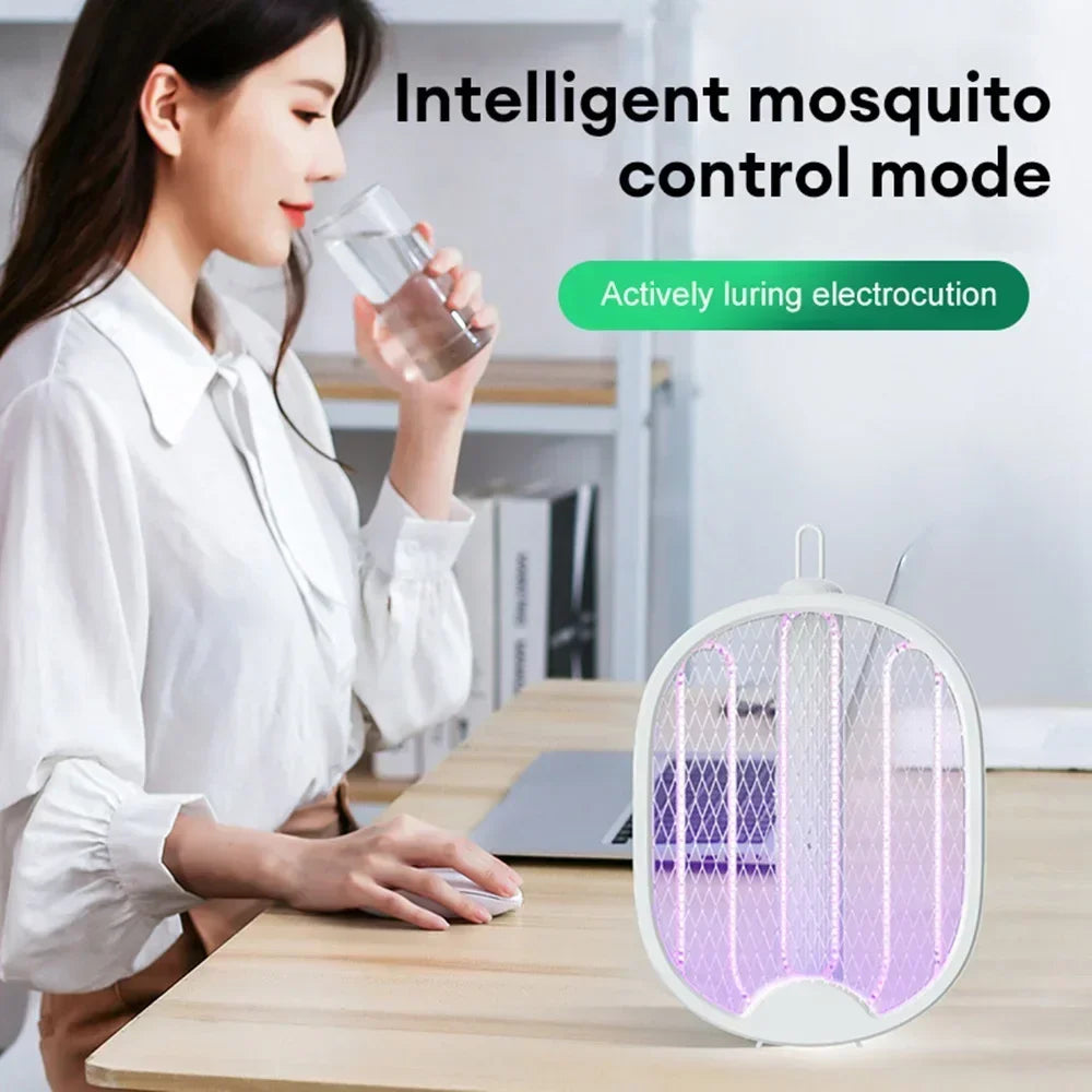 Foldable Electric Mosquito Killer USB Rechargeable Fly Trap Mosquito Swatter Racket Insect Killer With UV Light Bug Zapper 3500V