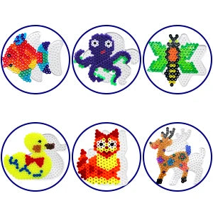 20PCS 5mm Fuse Beads Boards Clear Perler Hama Beads Pegboards Tweezers Hang Ropes Keychains Small Hoops for Kids DIY Craft Beads