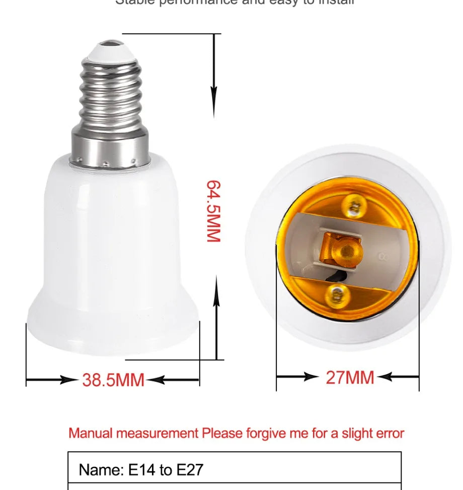 VzzUoo E14 To E27 Adapter Conversion Socket Fireproof Plastic Converter High Quality Material Socket Bulb Adapter Lamp Holder