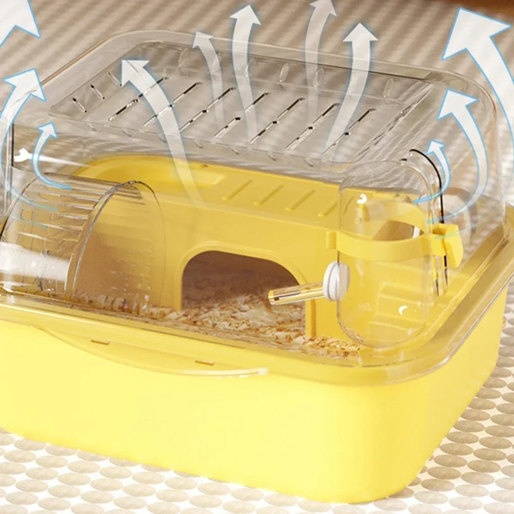 Hamster Cage Small Hamster Habitat Mouse Home Small Animal Cage with Tube Exercise Wheel Hut Rat Habitat for Gerbils Mice