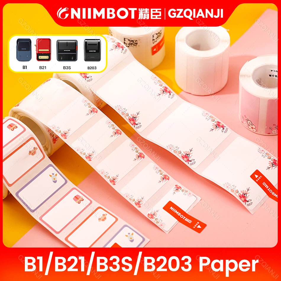 NIIMBOT B21 B3S B203 Label Pasting Lovely Color Label Machine Printing Paper Three Anti Thermal Label Paper Self-adhesive Color