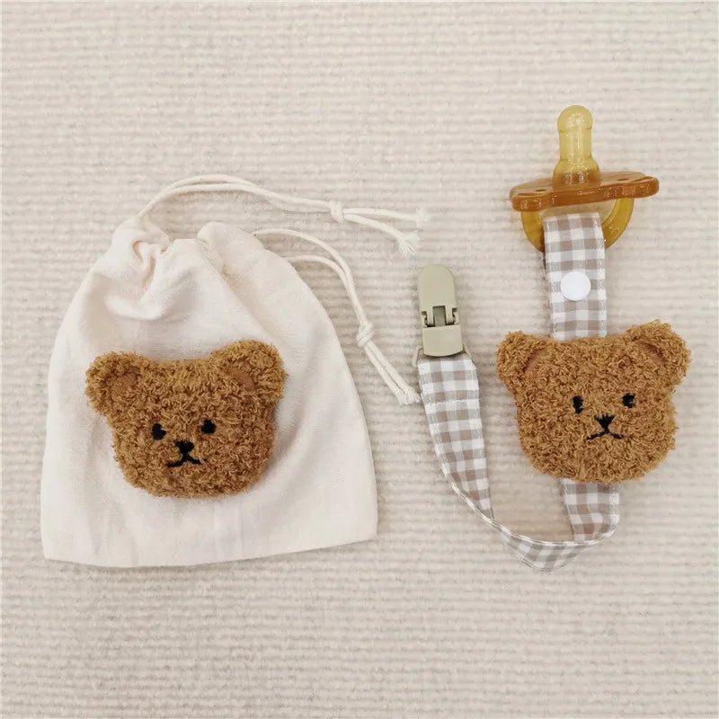 Cute Bear Baby Pacifier Clip Chain Dummy Holder Soother Pacifier Clips Strap Nipple Holder Infant Feeding Babies Accessories