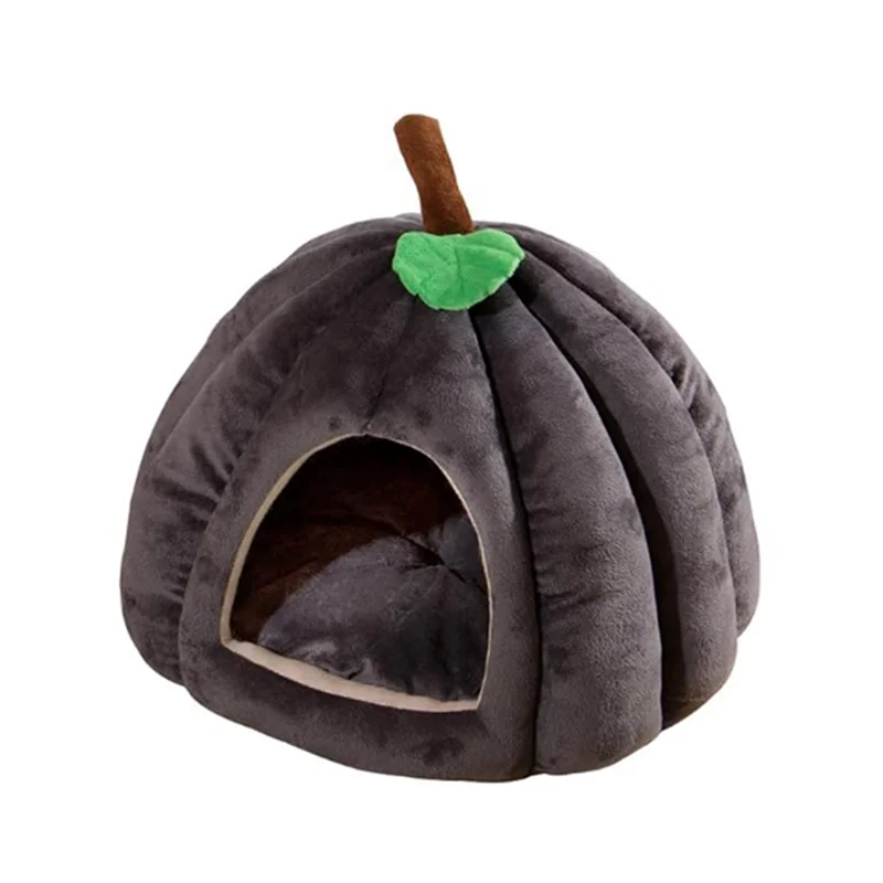 AD-Pumpkin Cat Bed, Cat Beds For Indoor Cats Pumpkin Shape Cat Cave Bed,Cat Tent With Removable Cushion