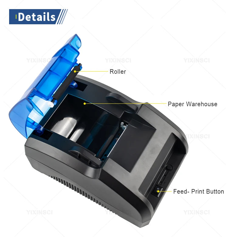 58mm Desktop Portable Bluetooth Wireless Thermal Printer Receipt Bill POS Compatible with Windows/Mac/Android/iOS Systems