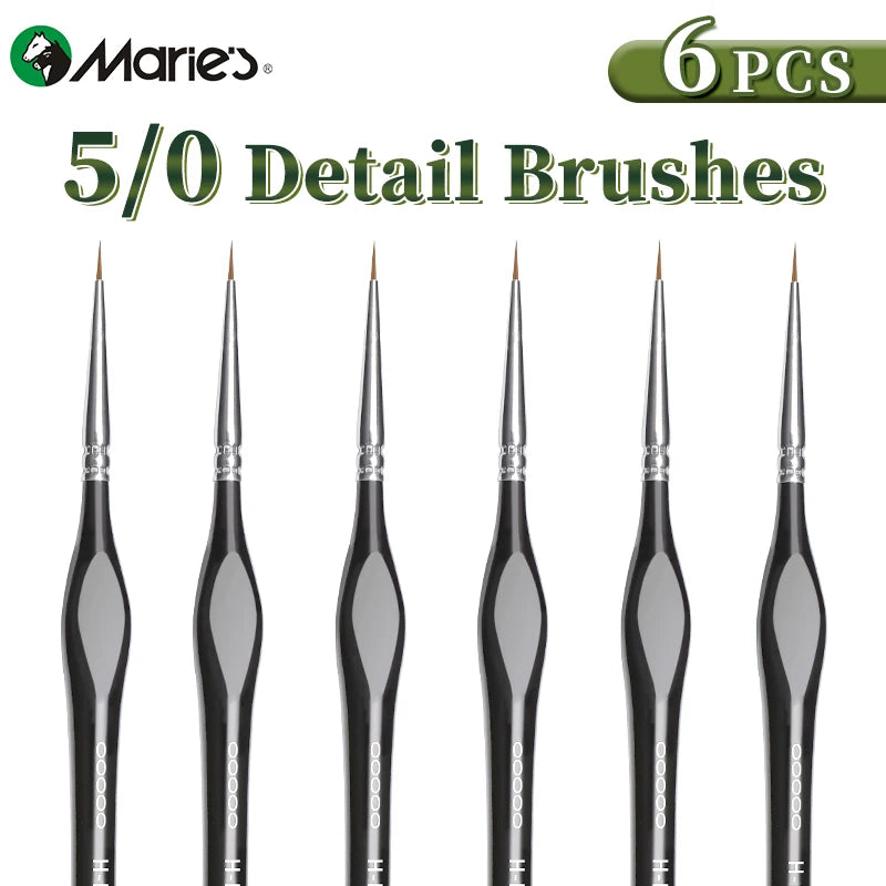 Marie's 00000 Fine Tip Paint Brush Set for Acrylic, Models, Mini  Miniature Detail , Nylon Hair Thin Extra Fine Paintbrushes