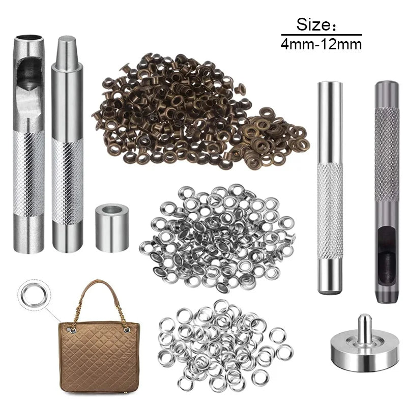 80sets Metal Eyelet Grommet Punch Installer Tool Set for Belt Clothes Canvas Curtains Shoes Tent 4mm 5mm 6mm 8mm 10mm 12mm