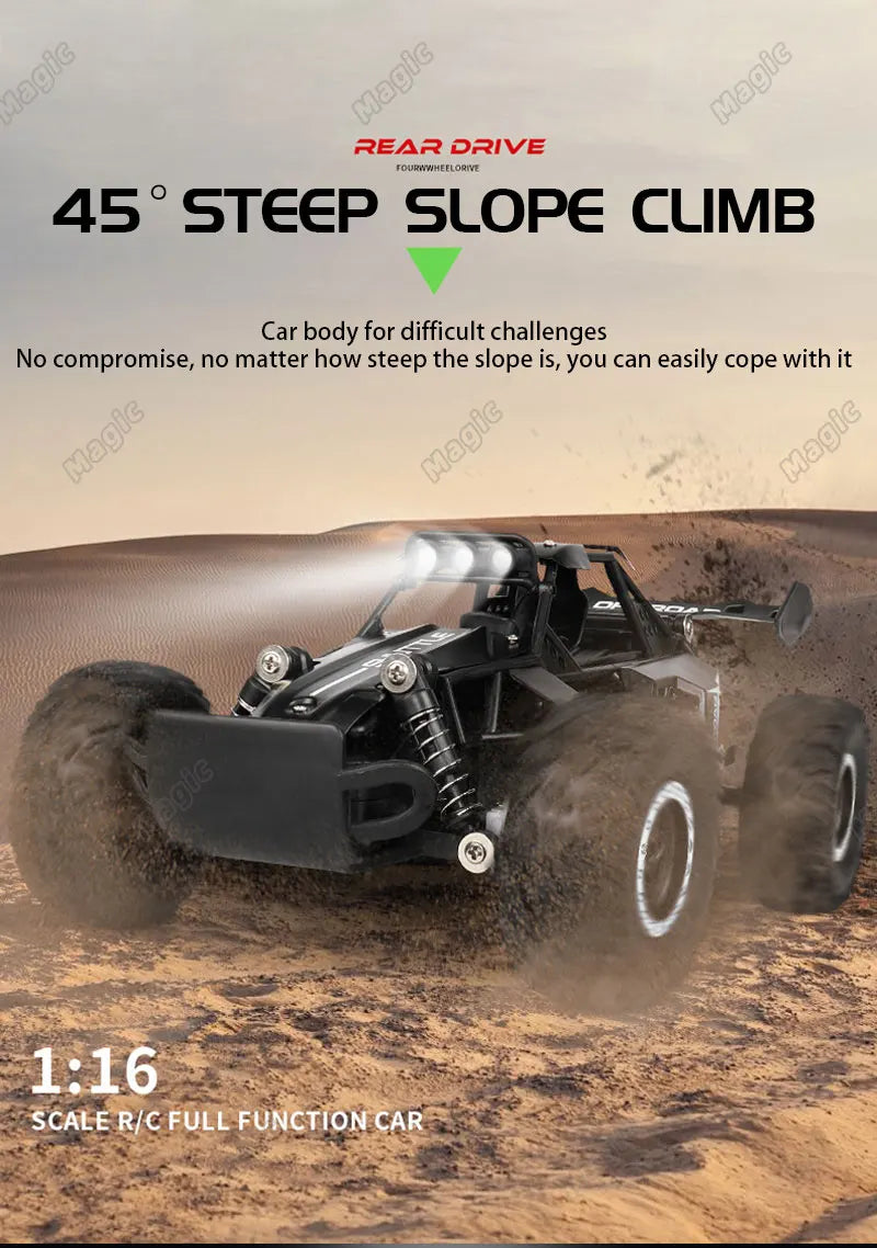 DK087 1:16 2WD Brushless High-Speed Off-Road Remote Control Drift Racing Car 20KM/H with LED Lighting 2x2 RC Truck Car Model Toy