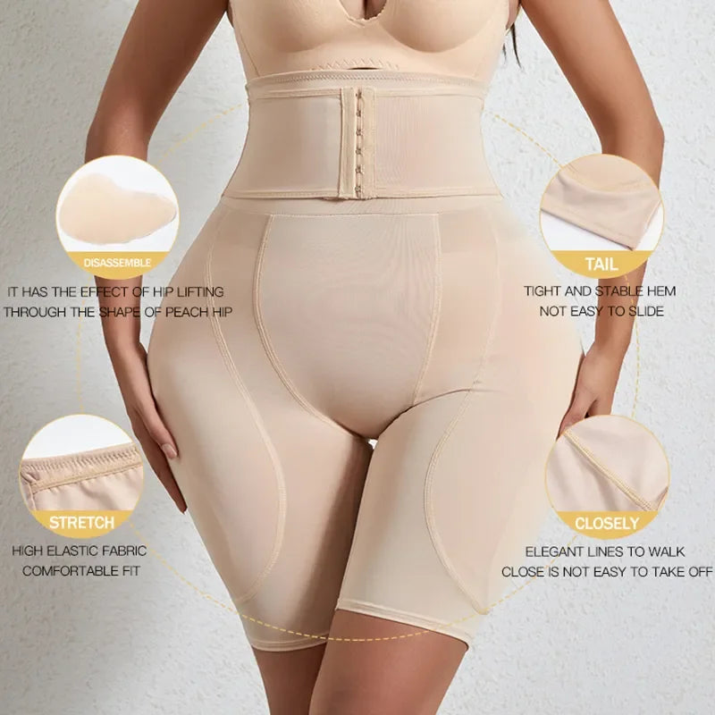 Women Body Shaper High Waist Padded Panties Buttocks Lifts Shaper Tummy Control Thigh Slimming Trainer Seamless Underwear Shorts