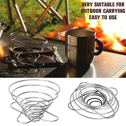 Outdoor Camping Foldable Coffee Filter Cup Spring Travel Portable Mini Espresso Maker Dripper Stainless Steel Drop Shipping