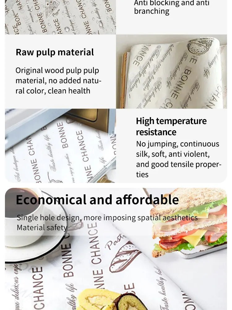 100pcs Oilproof Wax Paper Cake Bread Food Wrapper Disposable Burger Fries Baking Wax Paper Dinner Plate Greaseproof Pad Paper