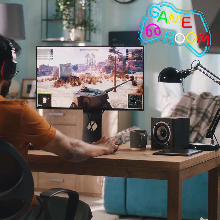 Game Room Neon Sign, Cool Gamepad Icon Usb Power Supply, Used For Bedroom, Club, Game Room, Man Cave Art Decor, Easy To Hang.